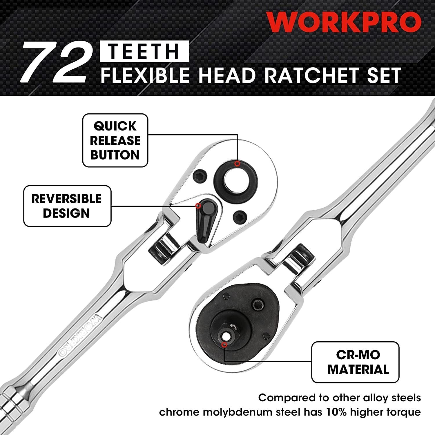 GCP Products 2Pc Flex Head Ratchet Set 1/4