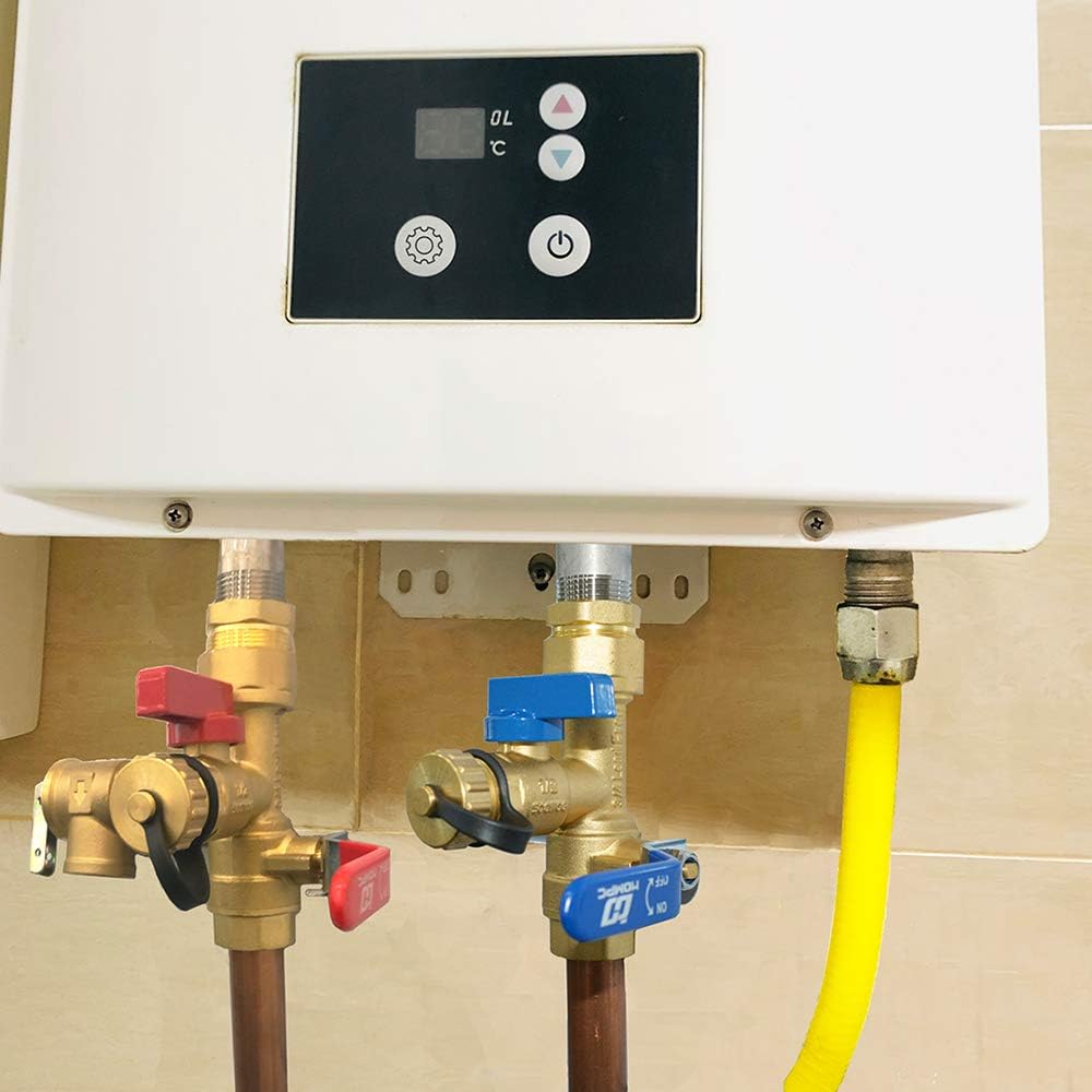 HQMPC Tankless Water Heater Isolation Valves Tankless Water Heater Flush Kit Lead Free Tankless Valve Kit 3/4