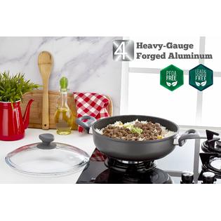 Saflon Titanium Nonstick 5-Quart Saute Use Pot with Tempered Glass Lid, 4mm Forged Aluminum with PFOA Free Coating from England