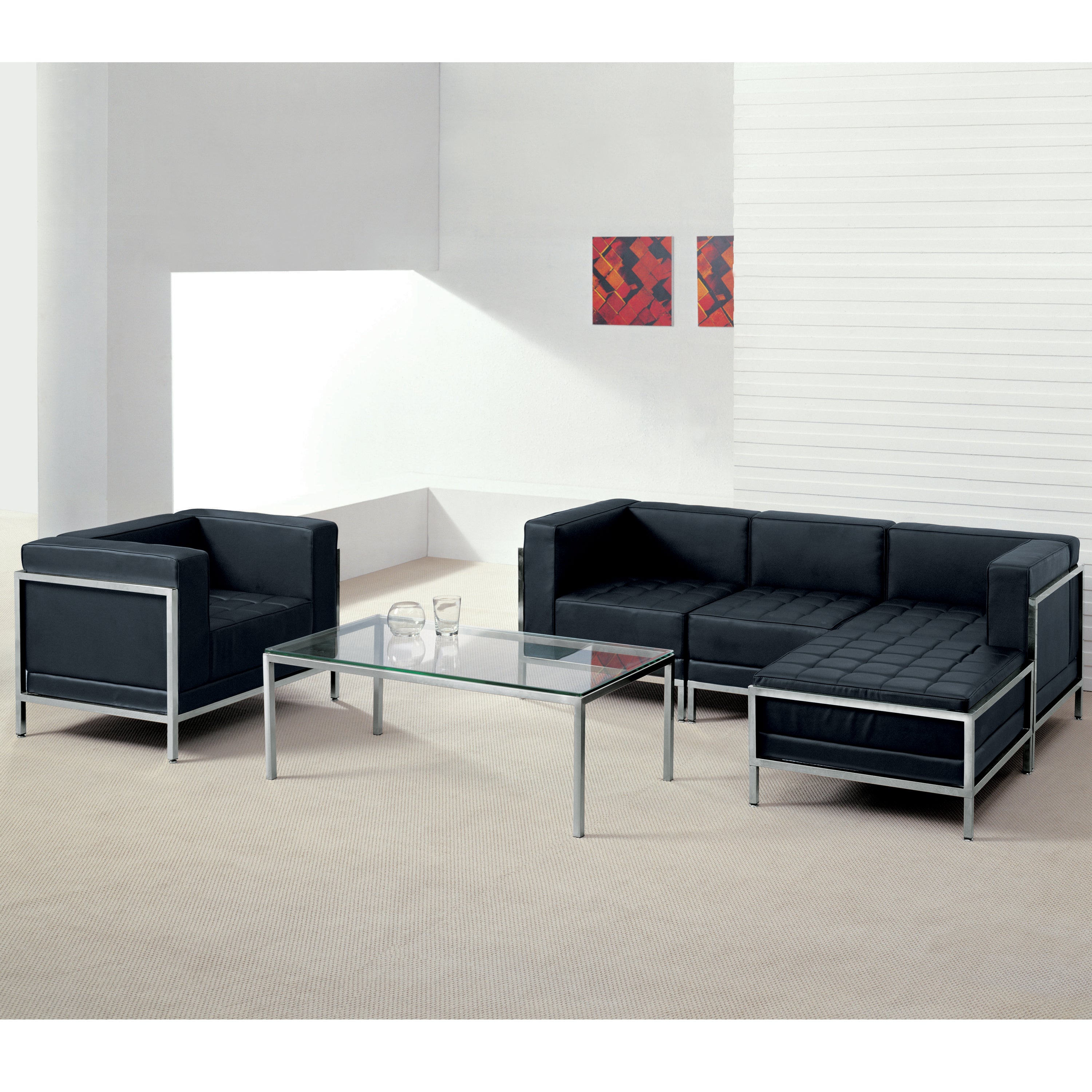 Flash Furniture Hercules Imagination Series Black Leather Left Corner Chair