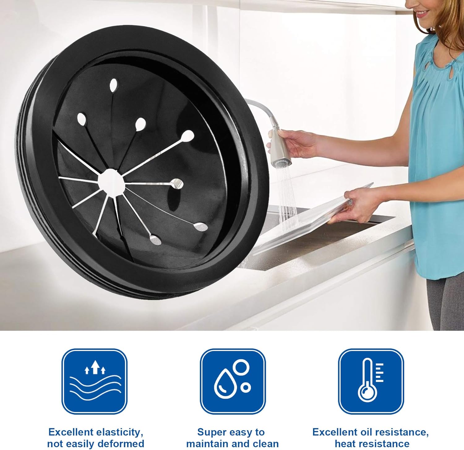 Cleesink Garbage Disposal Splash Guard Collar Sink Baffle, Food Waste Disposer Parts Accessories, 3-1/8 Inch Multi-function Drain Plugs