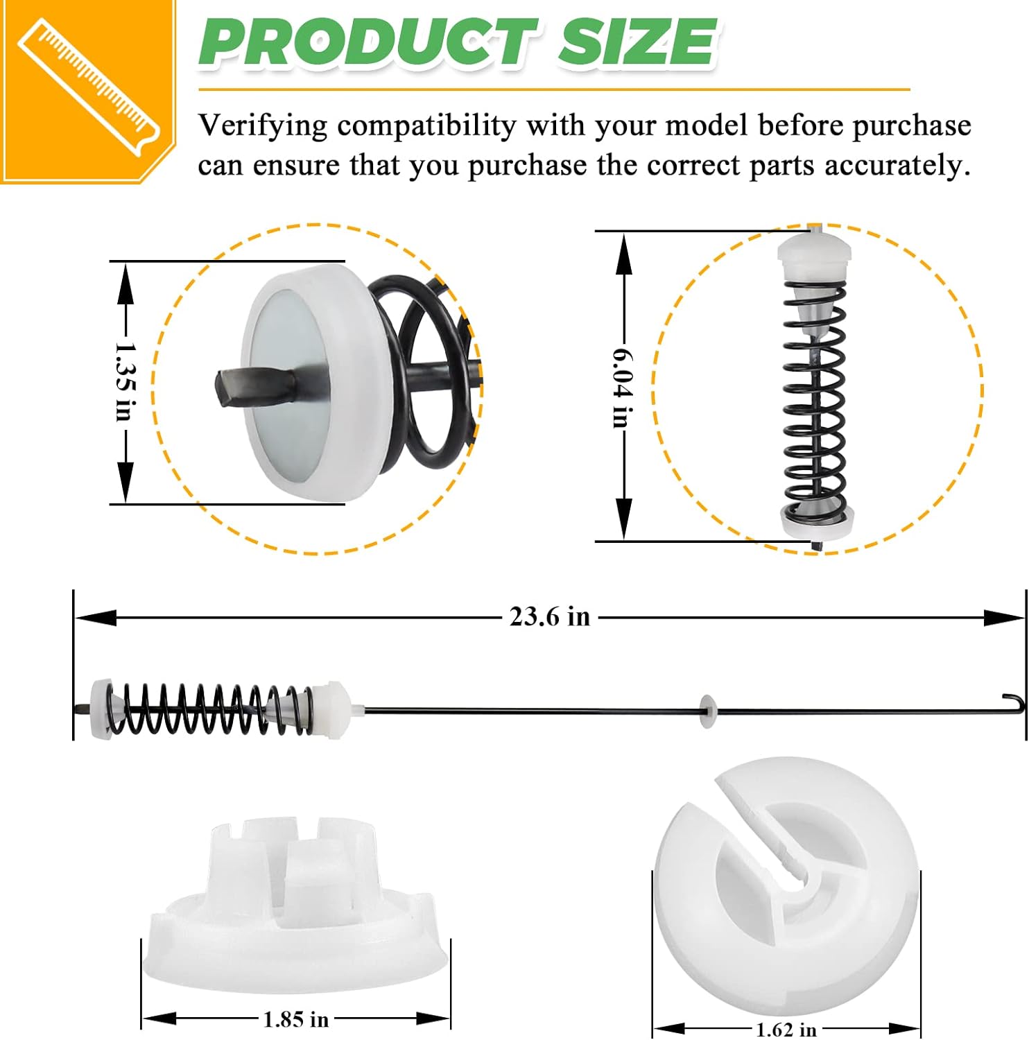 Techecook Updated W10780045 Washer Suspension&a;#194;&a;#160;Rod Kit  - Replacement for Whirl-pool Ken-more Amana Maytag Washing Mach