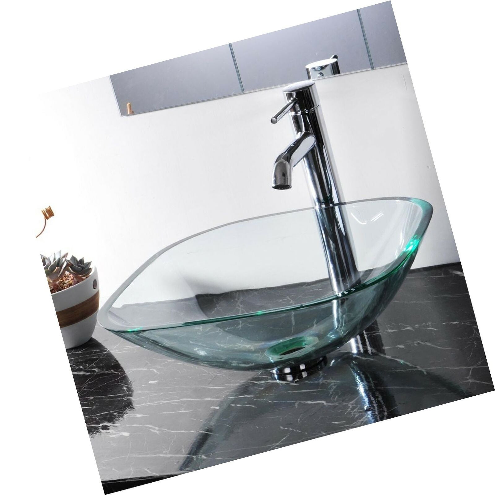 Aquaterior Tempered Glass Bathroom Vessel Sink - Clear