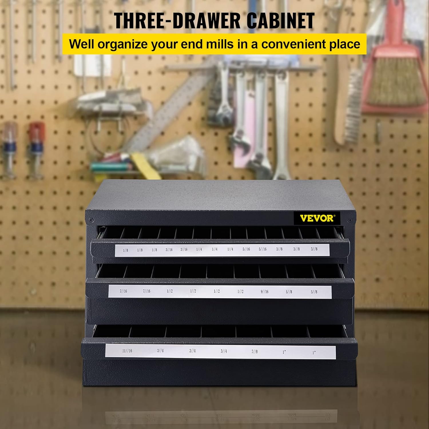 VEVOR End Mill Dispenser Cabinet, Three-Drawer End Mill Dispenser, End Mill Organizer Cabinet Cold Rolled Steel, End Mill Dispenser O