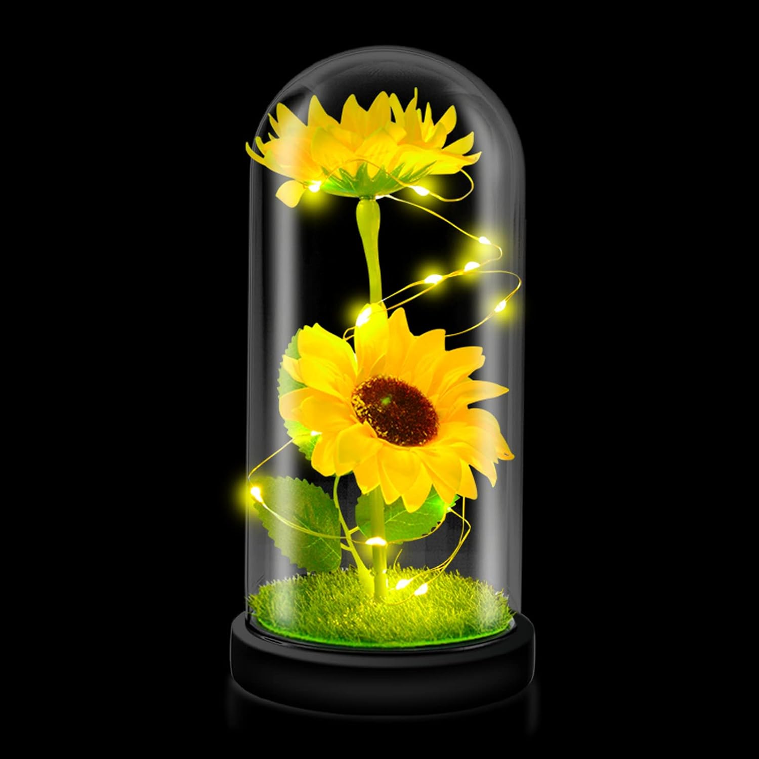 Great Choice Products Sunflower Gifts For Women,Birthday Gifts For Her,Sunflowers Artificial Flowers In Glass Dome,Unique Gift…