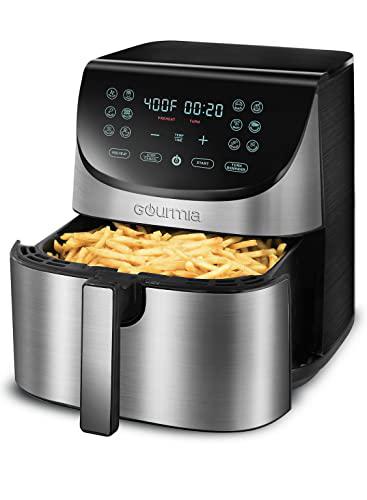 gourmia gaf856 stainless steel digital 8 quart air fryer with guided cooking