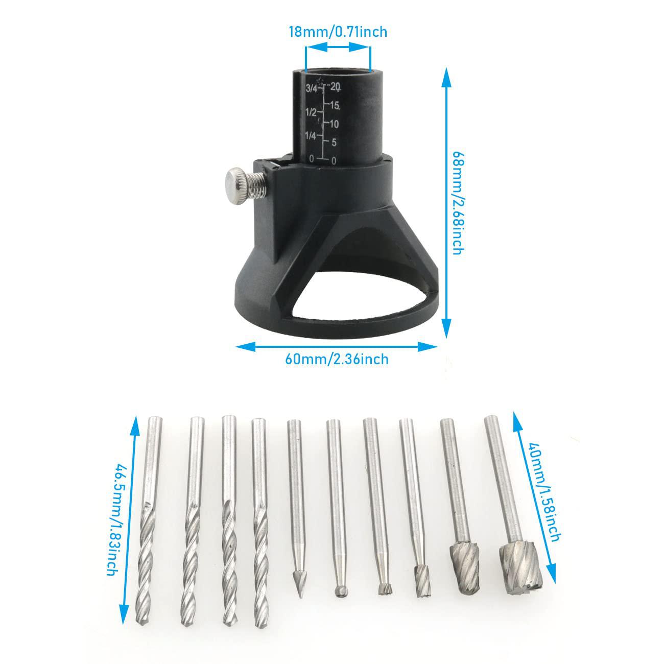 whyhkj hss woodworking locator set cutting guide attachment kit (1 x cutting guide; 4 x drill; 6 x hss routing router bits) c