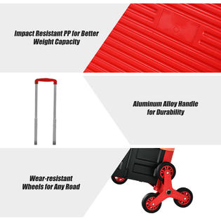 Gymax Foldable Utility Cart Telescoping Handle Trolley Travel Shopping Red