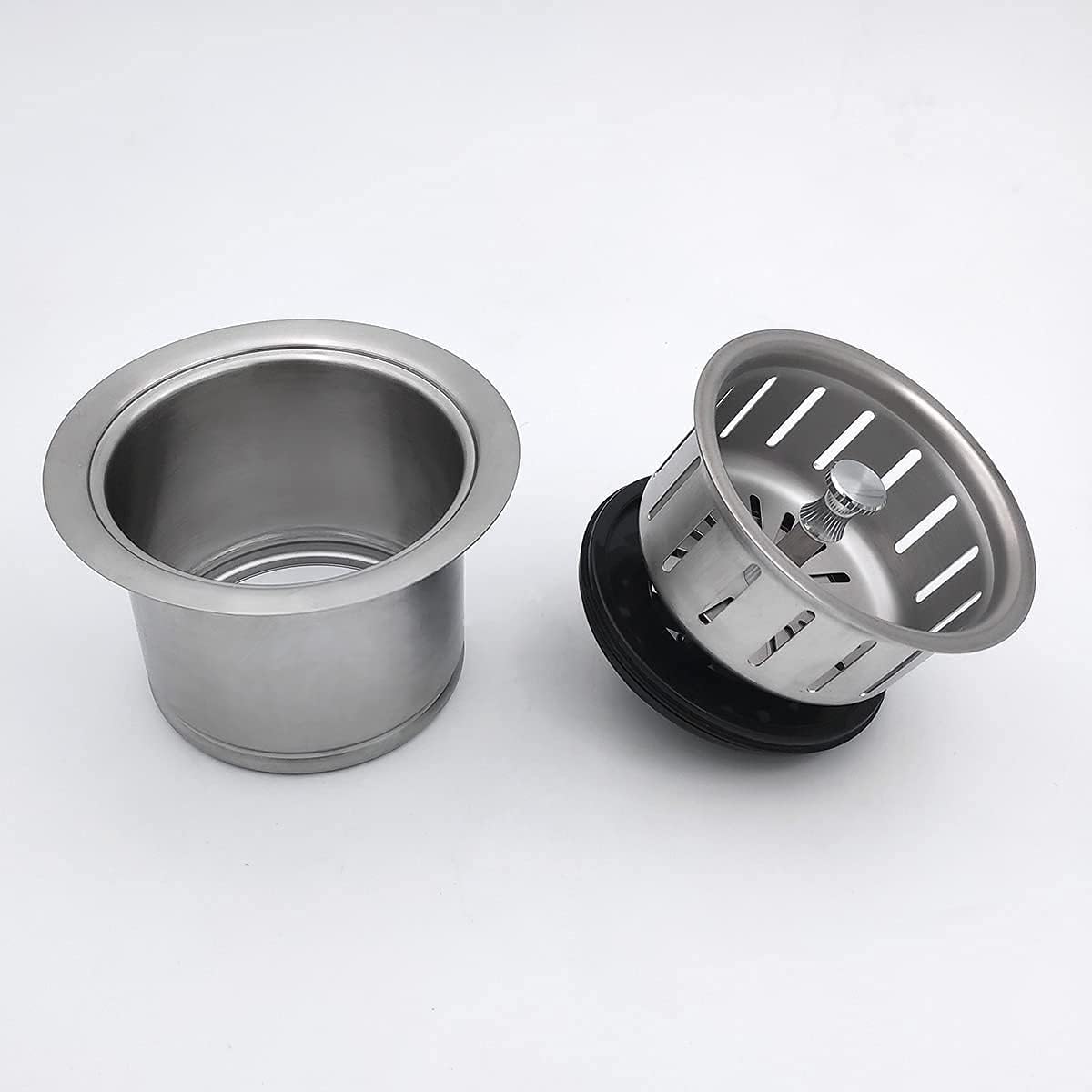 GZILA Garbage Disposal Flange and Basket Strainer Stopper, Extended Deep Flange Fit 3-1/2 Inch Standard Sink Drain Hole, Brushed Nick