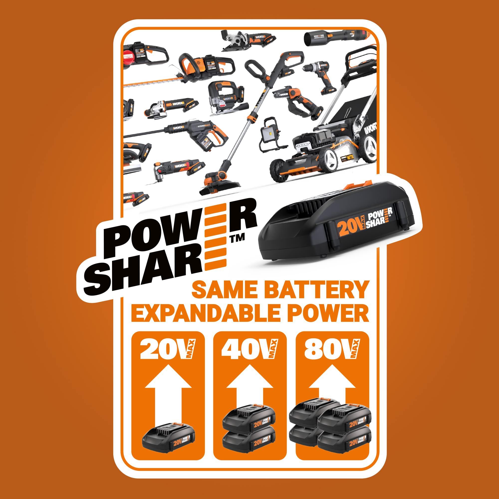 worx nitro 20v brushless switchdriver 2.0 2-in-1 cordless drill &a; driver - wx177l.9 (tool only)