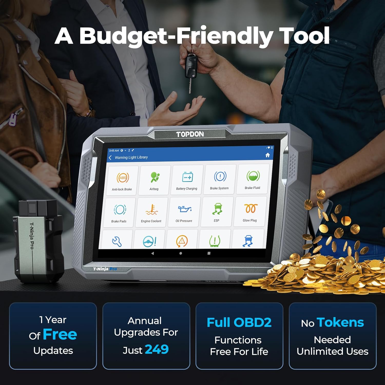 Topdon Key Programmer Immobilizer TOPDON Ninja Pro Add, Delete Key, Read Pin, All Keys Lost for Automotive Technicians