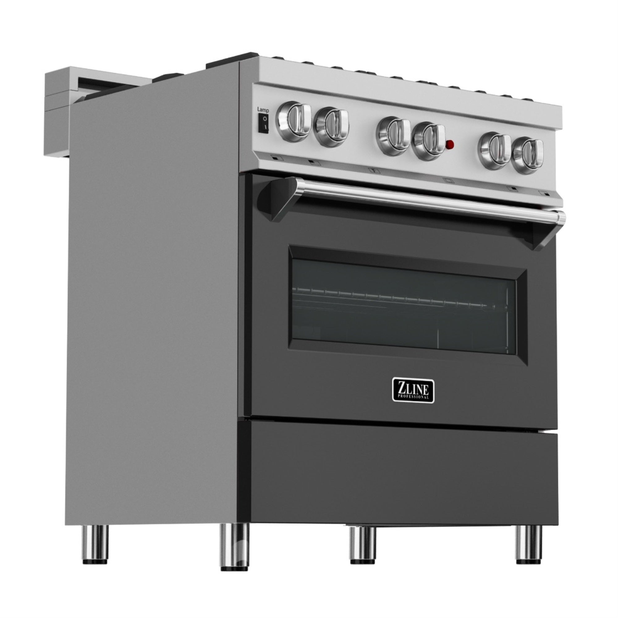 Zline Kitchen and Bath ZLINE KITCHEN RAS-BLM-30 ZLINE 30 in. Professional Dual Fuel Range in DuraSnow Stainless Steel with Black Matte Door ()
