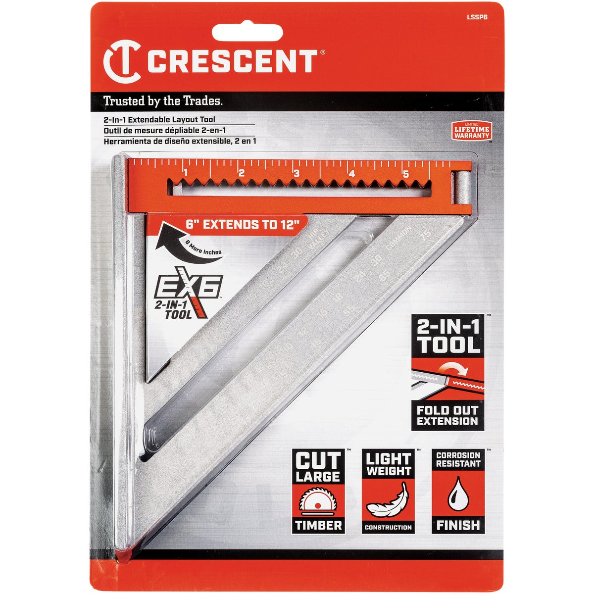 WISS Crescent LSSP6-07 Crescent EX6 Aluminum Rafter Square LSSP6-07
