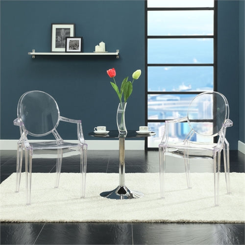 Modway  Set of 2 Casper Clear Stackable Arm Chairs