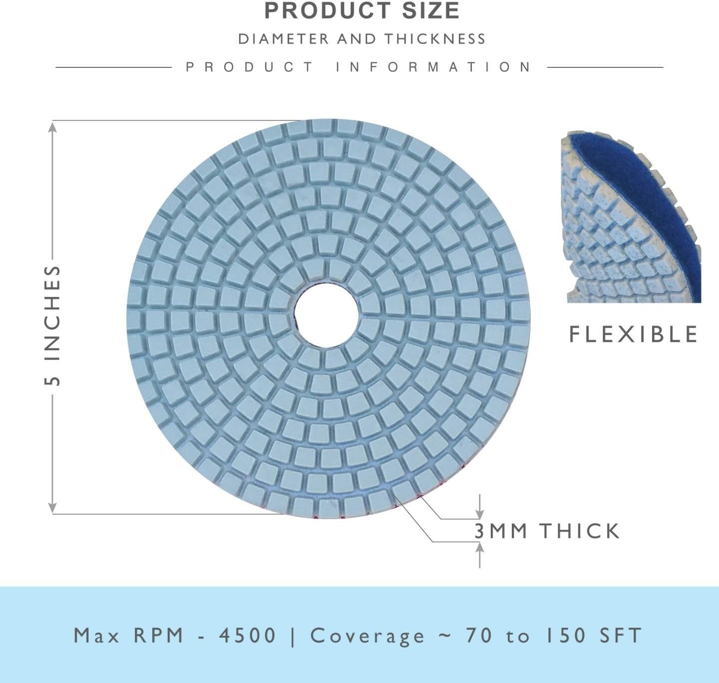 Shop N Save Diamond Tools Stadea PPW119D Diamond Polishing Pads 4 Inch Grit 50 - For Concrete Marble Terrazzo Floor Granite Stone Counter Edge Wet Polish