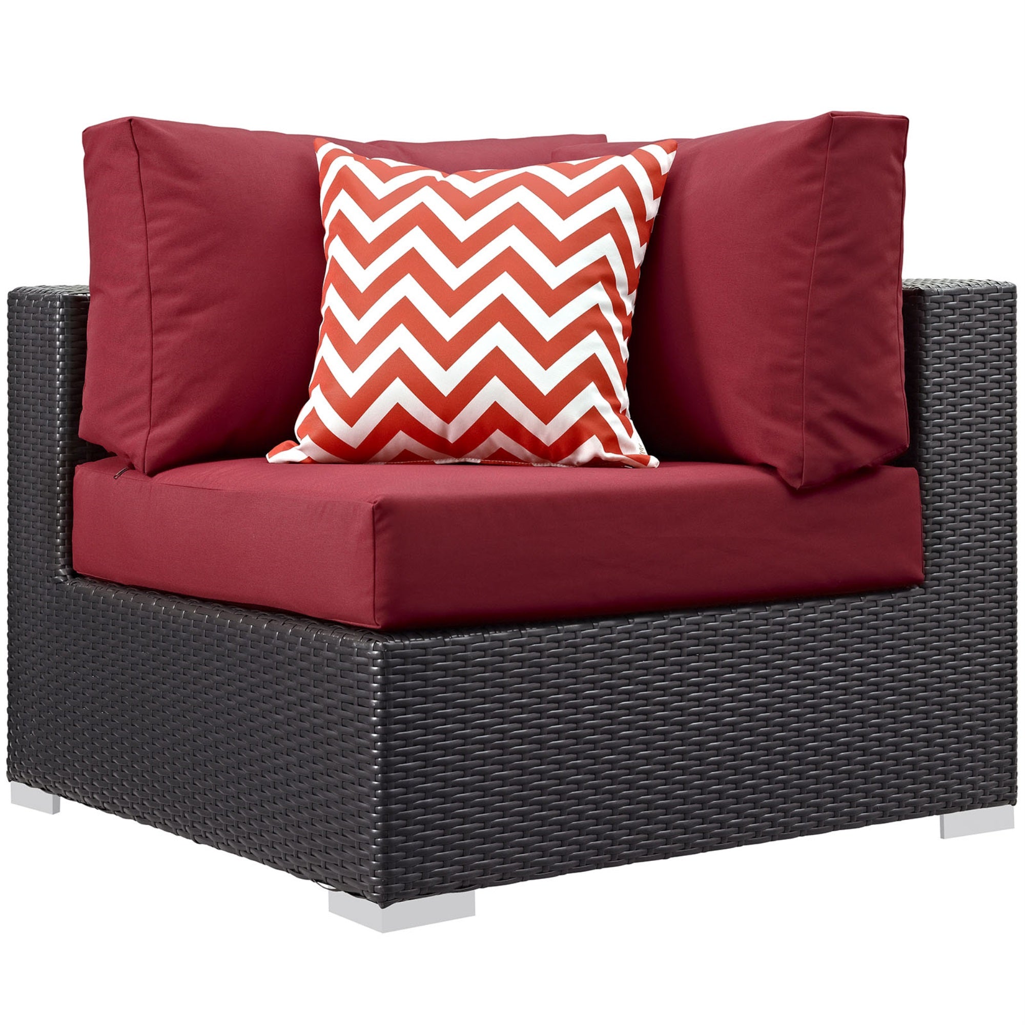 Ergode Convene 7 Piece Outdoor Patio Sectional Set - Espresso Red