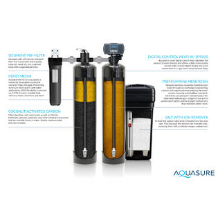 Aquasure 64,000 Grains Whole House Water Softener &a; Conditioner Bundle with 18GPM UV Sterilizer &a; Reverse Osmosis Filter System