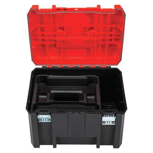 craftsman versastack system 17-in red plastic lockable tool box