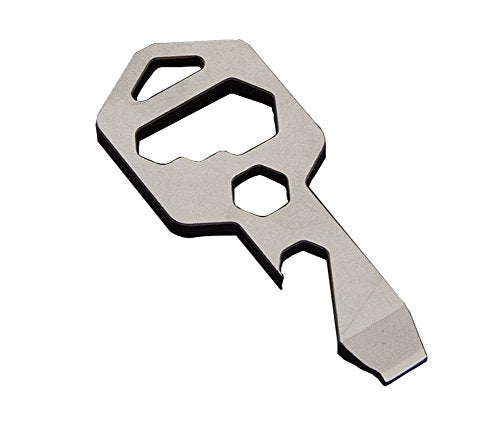 Maharba HandyKee Multi-tool Keychain 100% Titanium - Key Shaped Edc Survival Tactical Gear ?10 + tools in 1: Bottle Opener, Box Cutter,