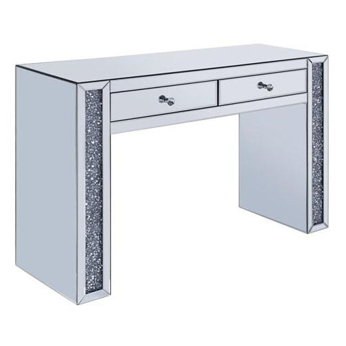 Acme Furniture Noralie Collection 90465DS 2 PC Vanity Set iwth 47 inch Vanity Desk and 26 inch Vanity Stool in Mirrored Finish