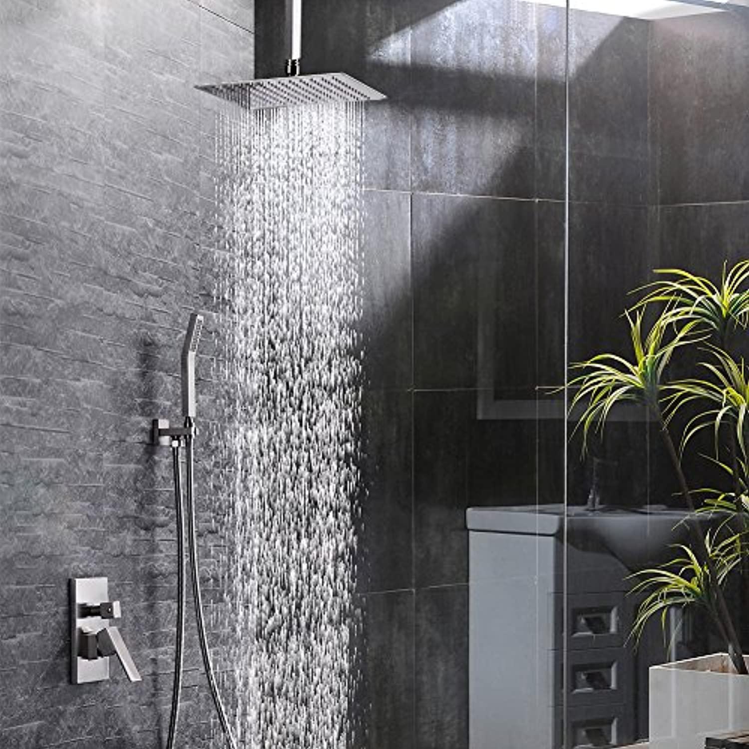 sr sun rise brass 10 inches ceiling mounted shower system brushed nickel bathroom luxury rain mixer shower combo set ceiling