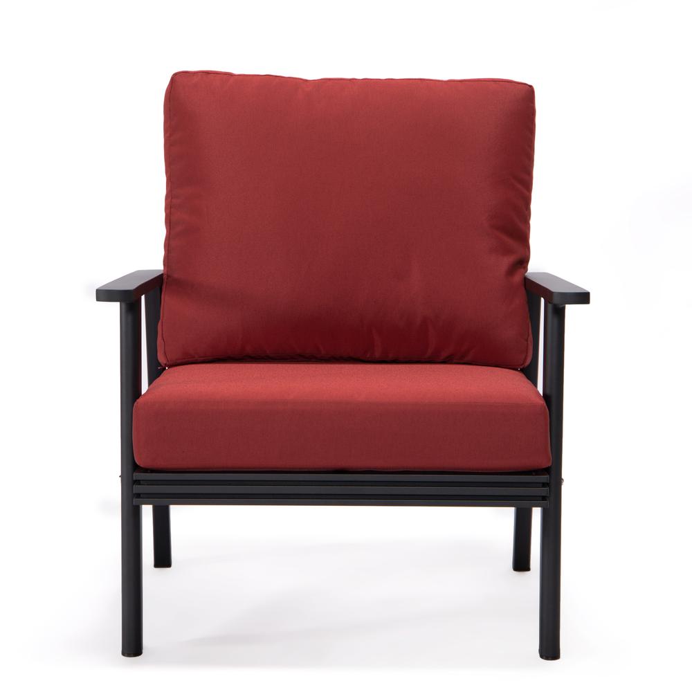 Leisuremod 3-Piece Outdoor Patio Set with Black Aluminum Frame and Loveseat and Armchairs