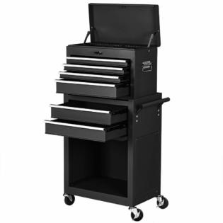 Gymax 6-Drawer Rolling Tool Chest Removable Tool Storage Cabinet with Sliding Drawers, Keyed Locking System Toolbox Organizer (Black)
