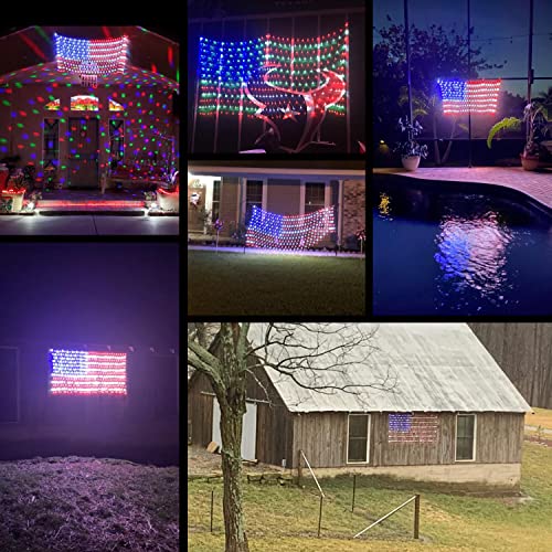 HYH American Flag Lights with 420 Super Bright LEDs,KAZOKU Waterproof Led Flag Net Light of The United States for Yard,Garden Decora