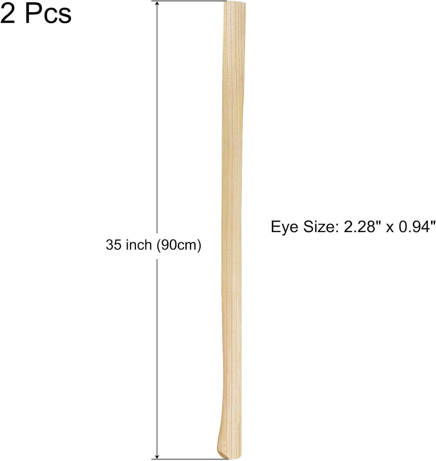 uxcell 35 Inch Wood Replacement Handle Long Curved Replaceable Handle for Axe Hammer Oval Eye 2 Pack