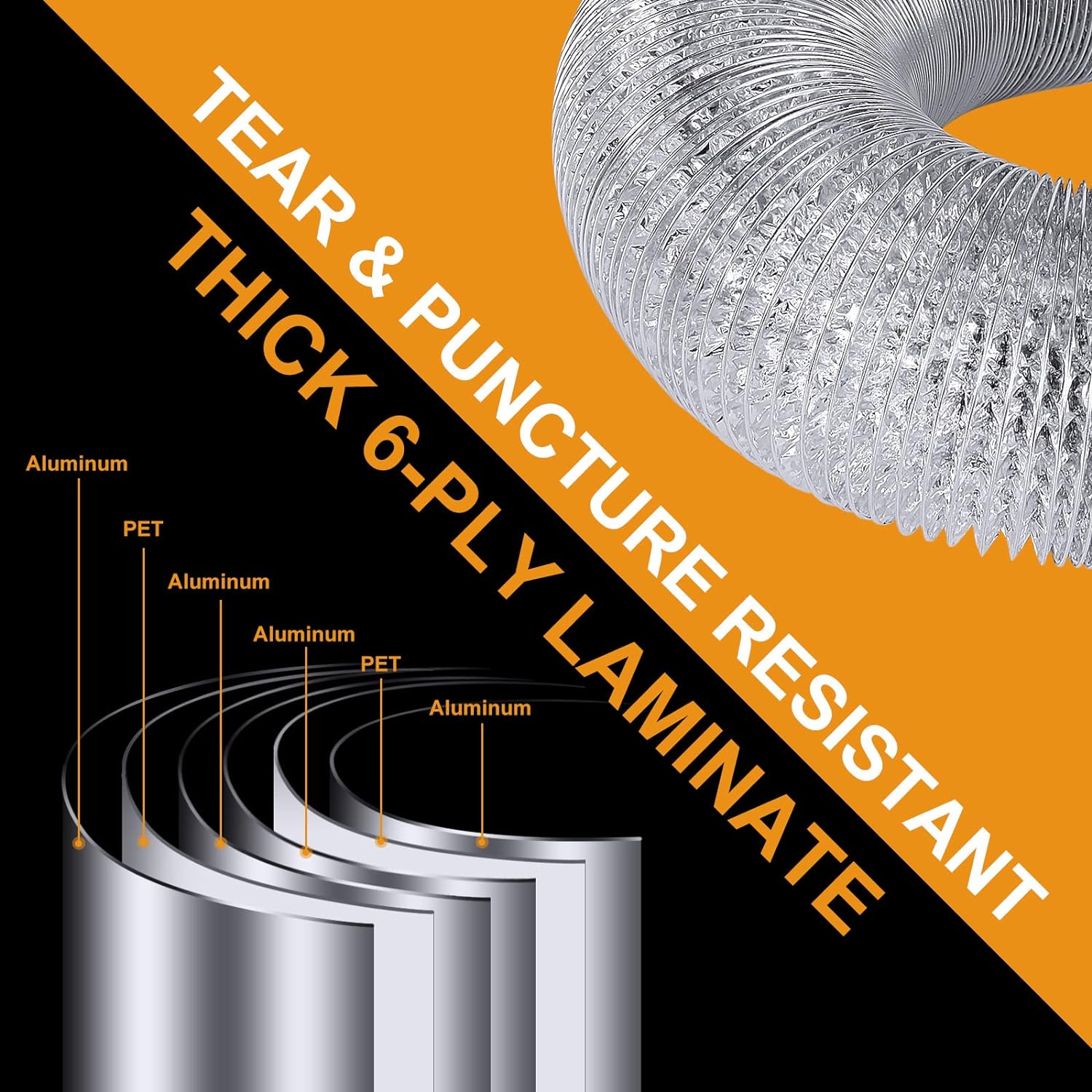 Steelsoft Extra Thick (6-ply) Dryer Vent Duct Hose 4 inch 8 Feet Flexible, Heavy Duty, 4&s;&s; Aluminum Foil Ducting Pipe Tube Dryer Hose Ven