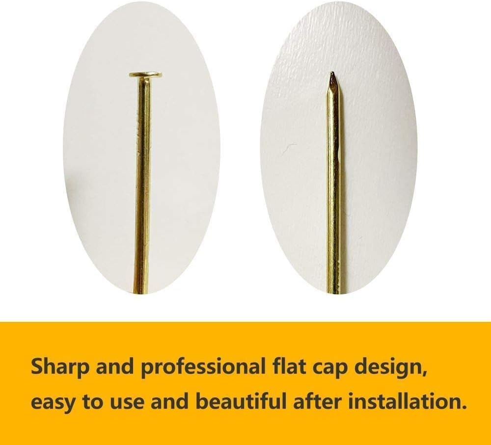 Tuplip Fe Hardware Co,Ltd Tuplip Fe- Small Nails Assorted Kit (1in | 1-3/16in | 1-1/2in), Flat Head Nails Hardware 400pcs, Brass Plated Gold Nails for Ha