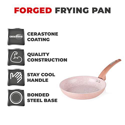 tower rose edition forged aluminium frying pan with cerastone coated non-stick interior, rosepink