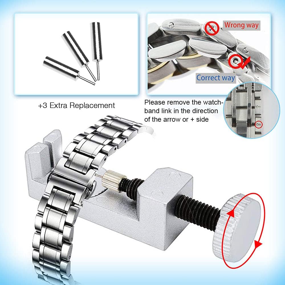 BYNIIUR Watch Repair Kit, Watch Case Opener Spring Bar Tools, Watch Battery Replacement Tool Kit, Watch Band Link Pin Tool Set with Car