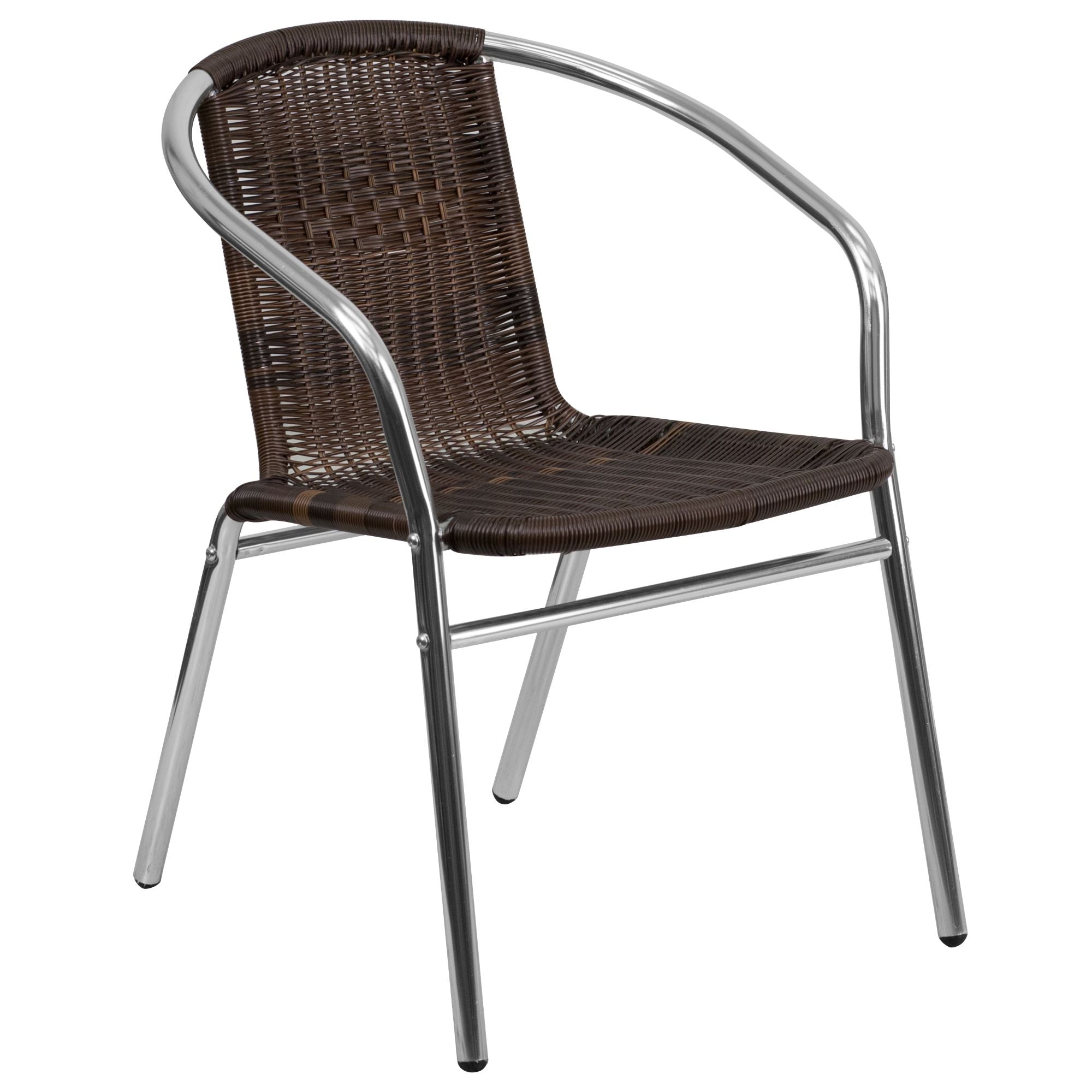 Flash Furniture 5-Piece Silver and Brown Outdoor Furniture Patio Table with Rattan Chairs Set