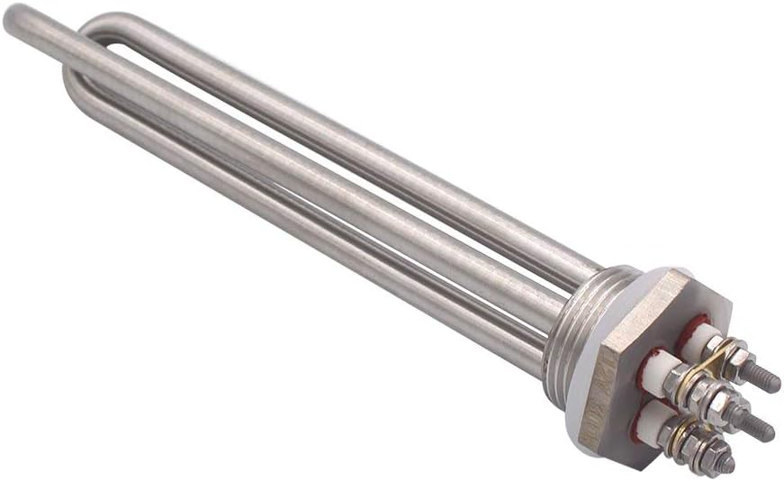 Generic DERNORD 12V 300W Immersion Heater Submersible Water Heater Element Stainless Steel Heating Element with 1 Inch NPSM Fitting Dou