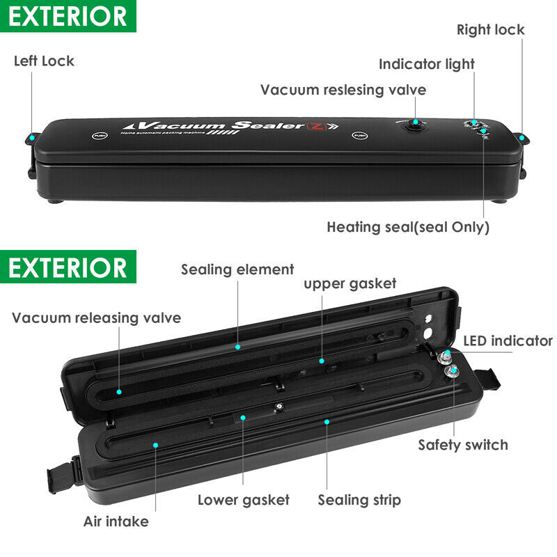 Great Choice Products Automatic Vacuum Sealer Food Packing Machine Us Plug With 15Pcs Vaccum Food Bags