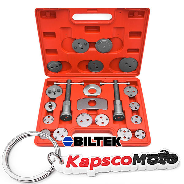 Biltek 22Pc Disc Brake Caliper Piston Wind Back Tool 4WD 4x4 SUV Maintenance Hand Tool + KapscoMoto Keychain