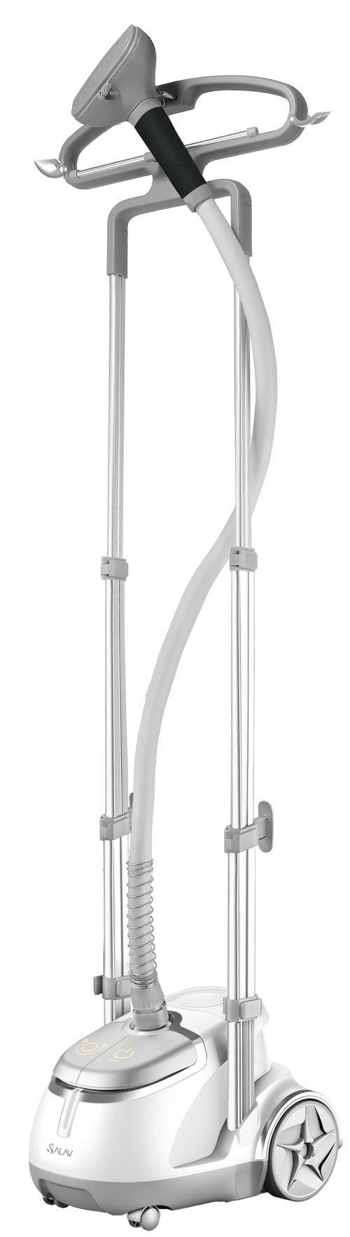 SALAV Professional Series Dual Bar Garment Steamer with Foot Pedals, GS45-DJ Silver