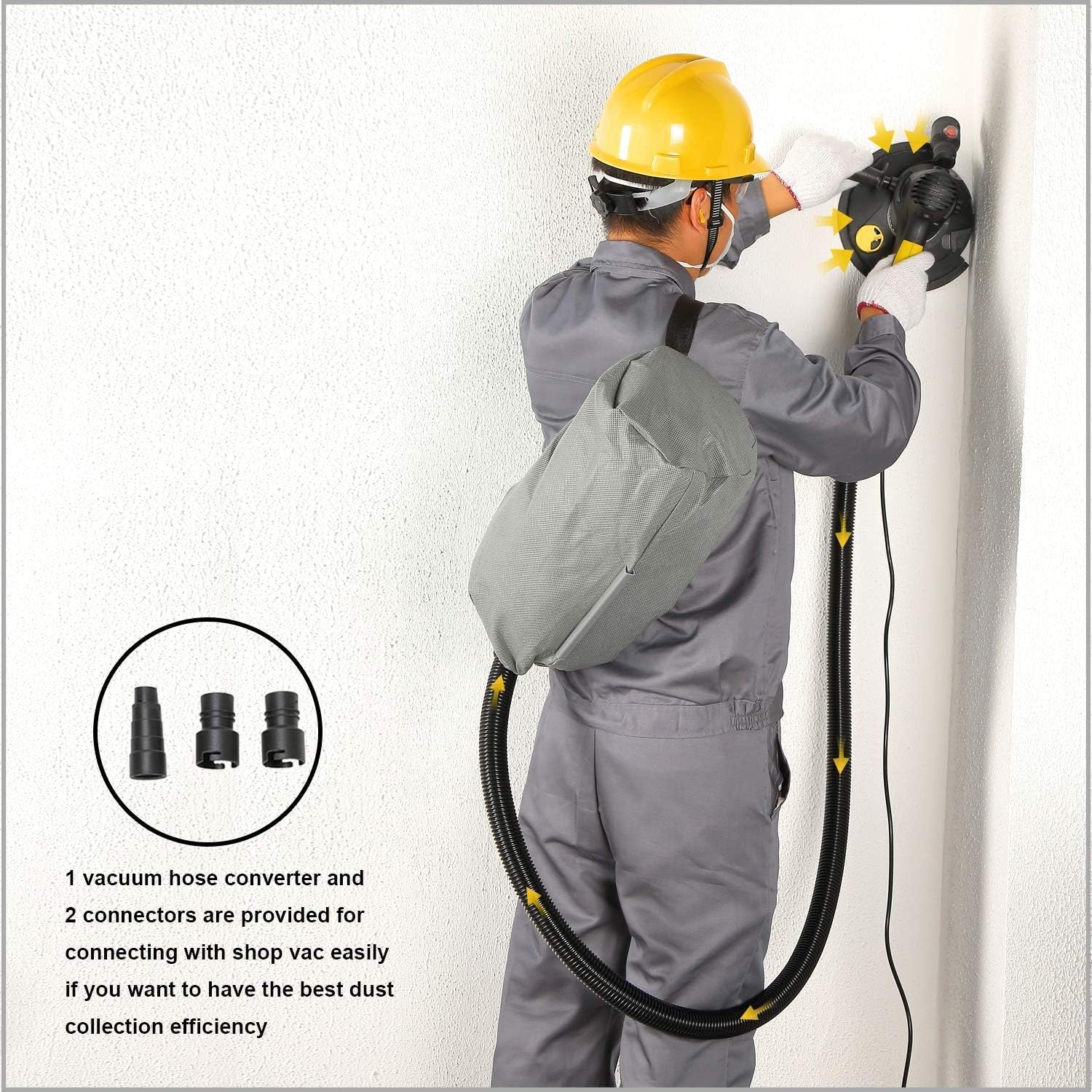 CUBEWAY Electric Drywall Sander with Vacuum, Variable Speed and 26FT Power Cord, Drywall Sanding Machine with Extra Mesh Sanding Discs