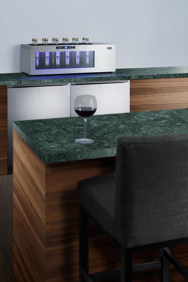 Summit STC12 36 Open Wine Cooler with 12 Bottle Capacity  Commercially Approved  Digital Thermostat  Temperature Alarm  LED Ligh