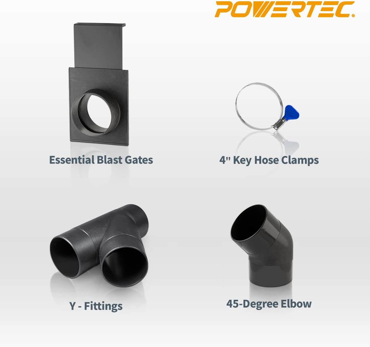 Powertec 70201 4-Inch Three-Machine Dust Collection Kit