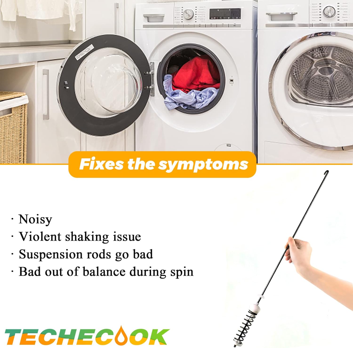 Techecook Updated W10780045 Washer Suspension&a;#194;&a;#160;Rod Kit  - Replacement for Whirl-pool Ken-more Amana Maytag Washing Mach