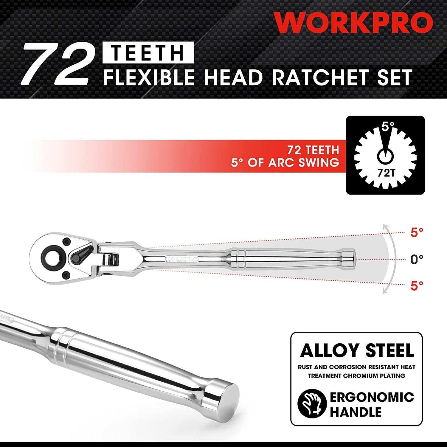 GCP Products 2Pc Flex Head Ratchet Set 1/4