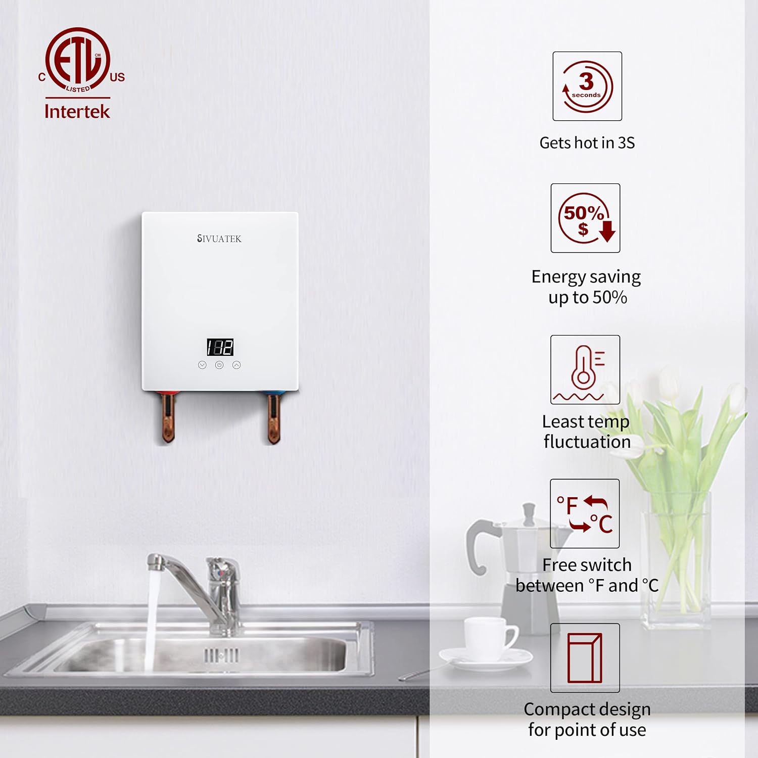 Great Choice Products Electric Tankless Water Heater, Electric Hot Water Heater On Demand Smart Control Instant Water Heater Point Of Use 240V…