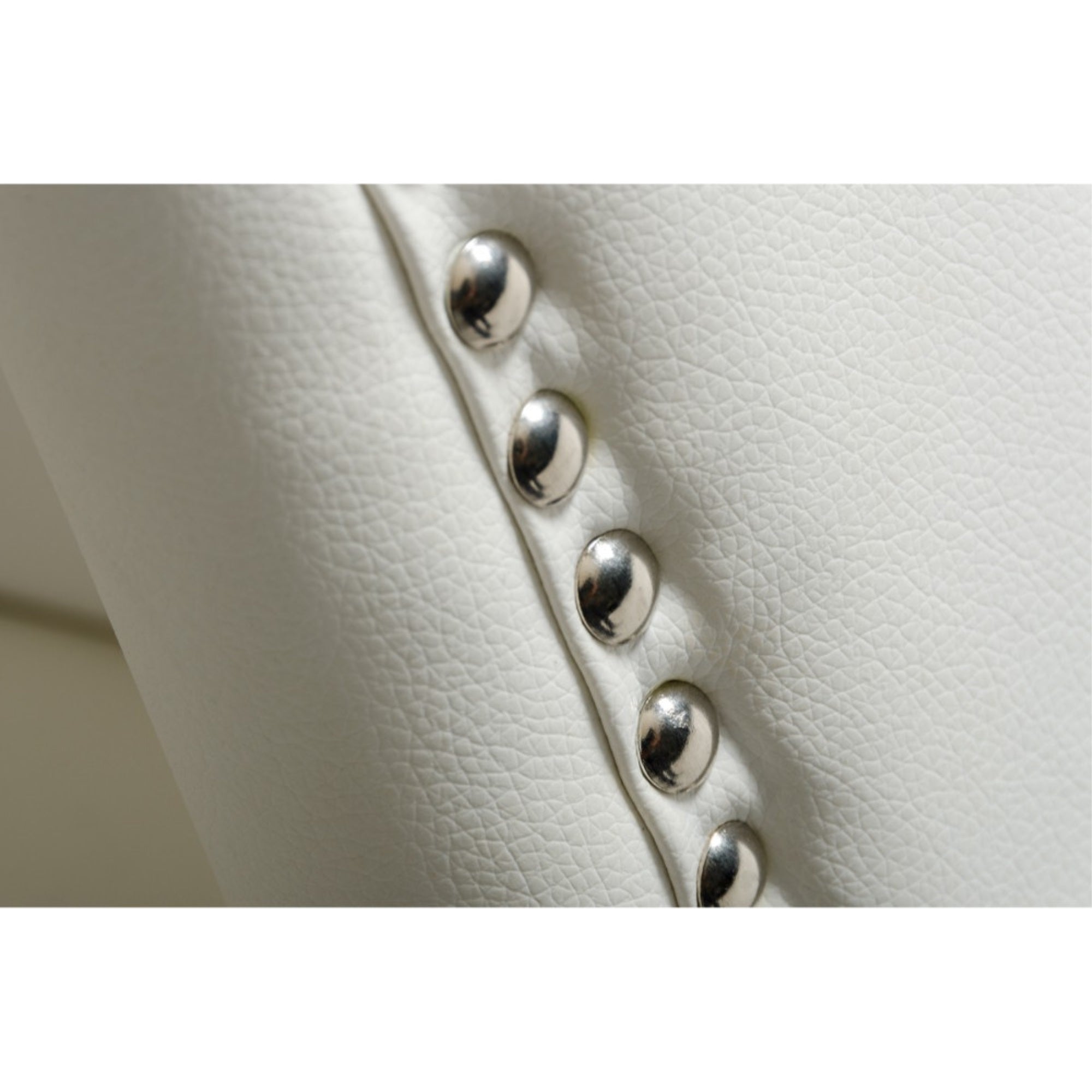 Benzara Leatherette Wingback Design Dining Chair with Trestle Steel Base, White and Gold