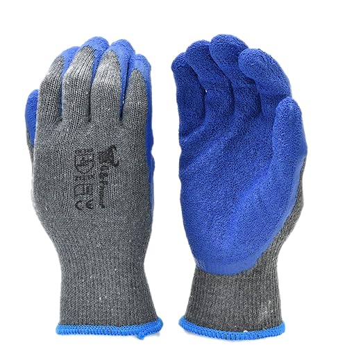 g &a; F Products - 3100M-10 120 Pairs Medium Rubber Latex Double coated Work gloves for construction, gardening gloves, heavy duty