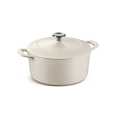 tramontina covered round dutch oven, enameled cast iron 5.5-quart matte white, 80131/035ds