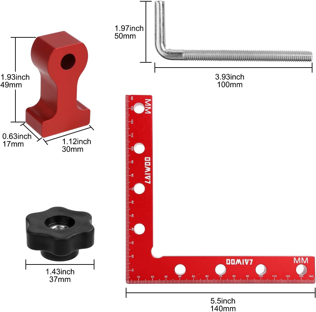 LAIWOOO LAIWOO Clamping Square, 90 Degree Positioning Squares 4 Set 5.5inch, Corner Clamping Square Tool Right Angle Clamps, Aluminum A