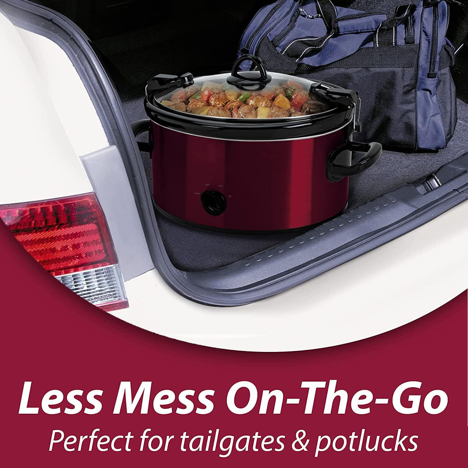 NOZAYA 6 quart slow cooker for 7+people - portable manual slow cooker(red)