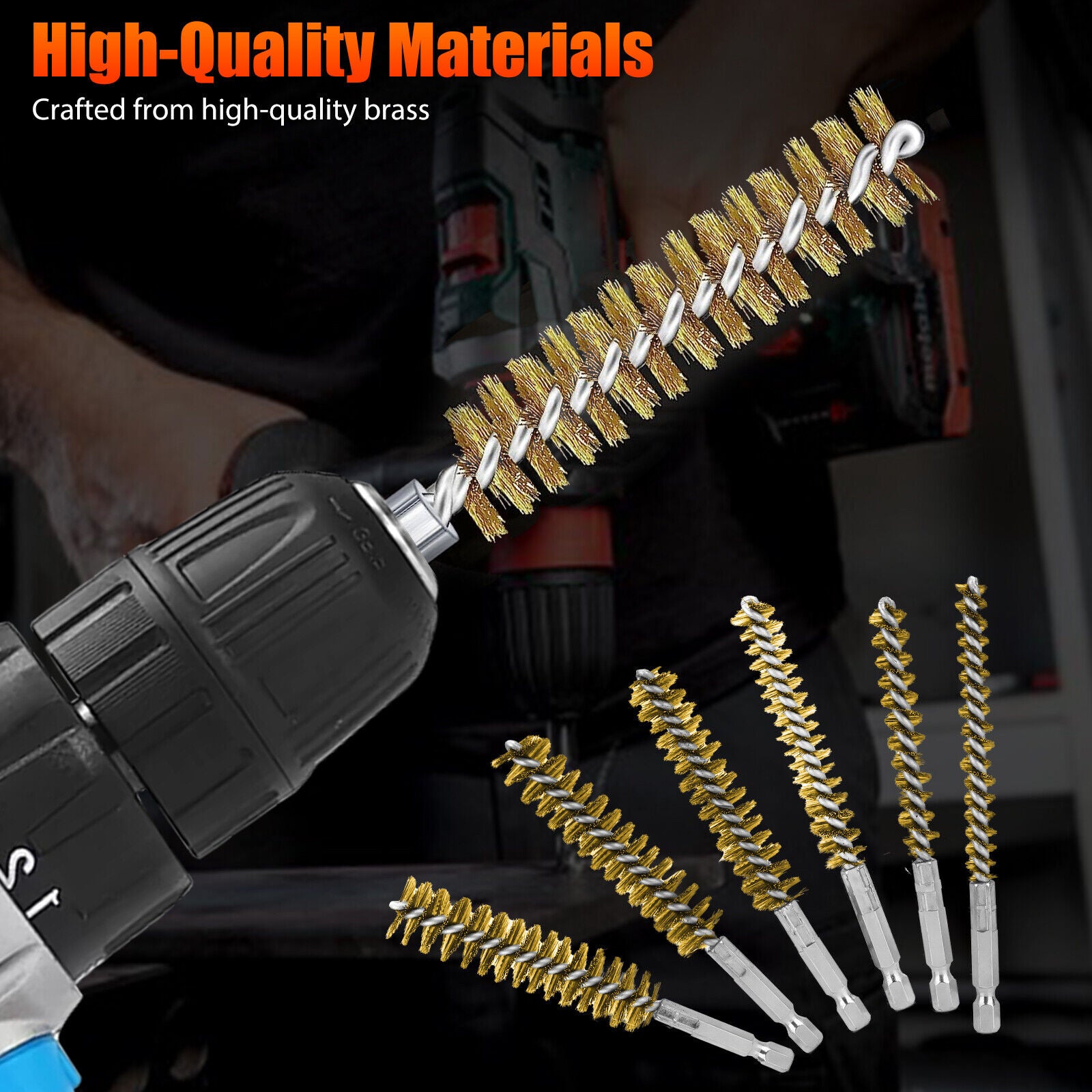 Great Choice Products 6X 1/4In Hex Shank Brass Bore Cleaning Brushes 8-19Mm Wire Brush For Power Drill